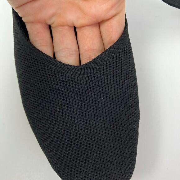 Cusolemore Sz 8.5 Square Toe Mary Jane Flats Black Knit Fabric Hidden Wedge - Picture 16 of 16